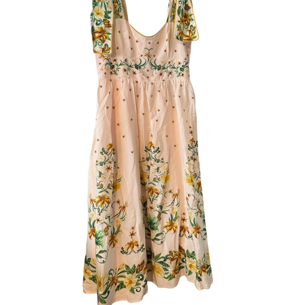 FARM Rio pink botanical beauty shoulder bow midi dress. NEW CONDITION - Picture 4 of 16